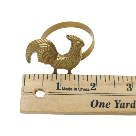 Brass Rooster Napkin Rings 4 Chicken Country Farmhouse Kitchen Decor 1.5"x1.5" - Picture 7 of 12